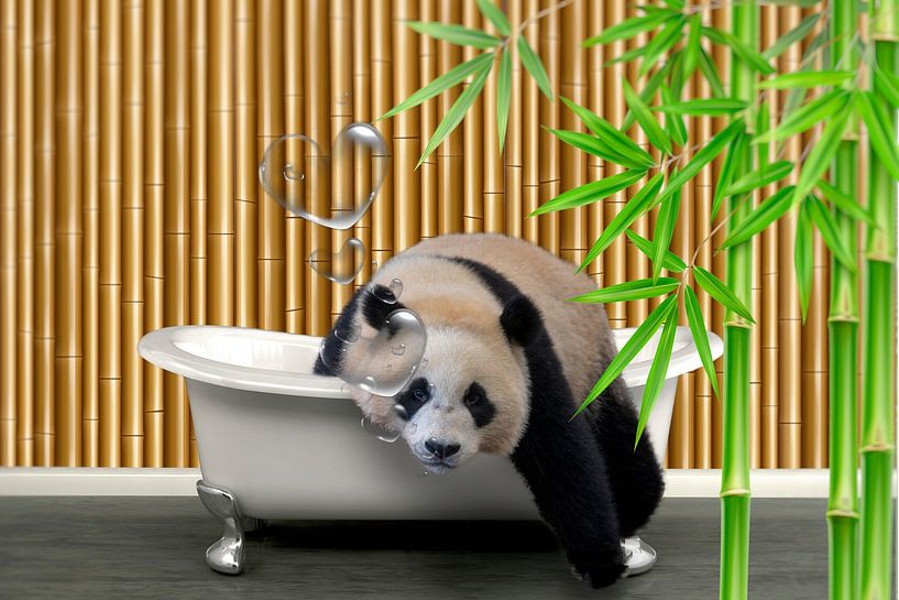 Pandabeer in bad van Humphry Jacobs