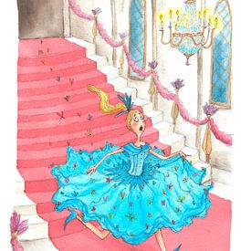 Cinderella - Aquarel illustratie voor kinderen van Mayon Middeljans