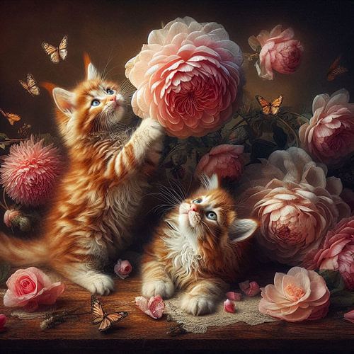 maine coon kittens met bloemen