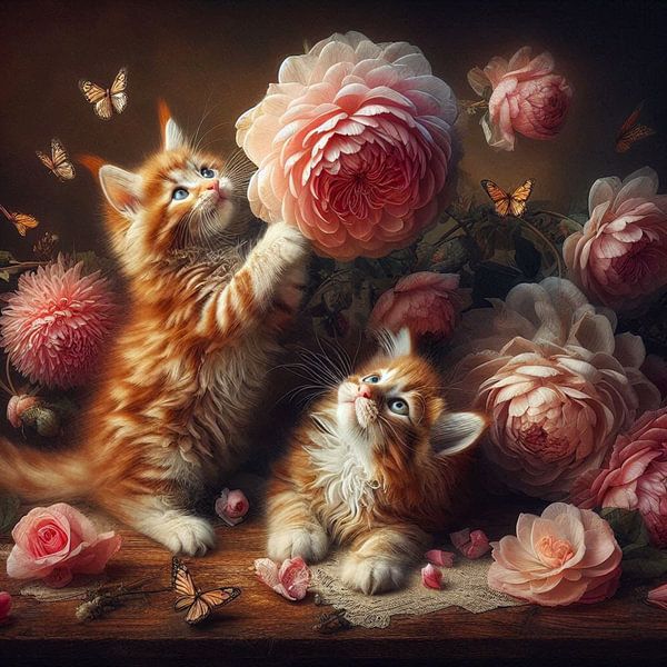 chatons maine coon avec fleurs par Bernhard Karssies