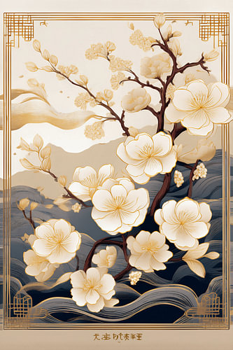 Japandi Botanisch: Elegante Kirschblüte in orientalischem Dekor
