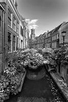 The Kromme Nieuwegracht in Utrecht with Ottone in black and white
