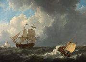 Ships on a stormy sea, Johannes Christiaan Schotel by Meesterlijcke Meesters thumbnail