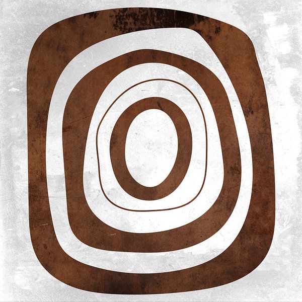 Abstracte geometrische cirkels in grunge roestbruin 7 van Dina Dankers