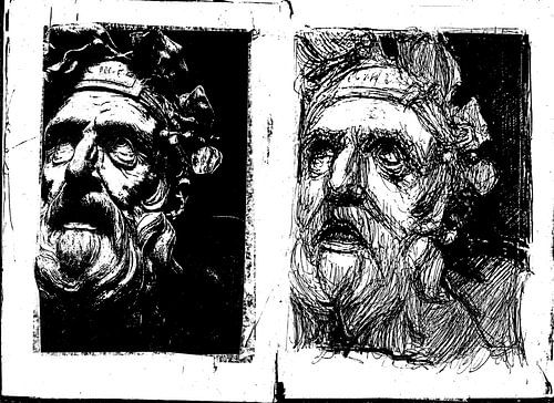 STATUE HEAD GREEK BLACK AND WHITE