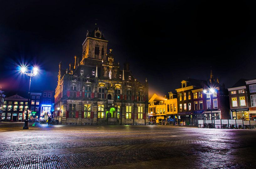 Hôtel de ville de Delft dans la nuit par Ricardo Bouman Photographie