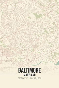 Alte Karte von Baltimore (Maryland), USA. von Rezona