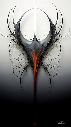 figure abstraite en bleu et orange