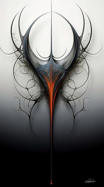 abstract figuur in blauw en oranje van Gelissen Artworks