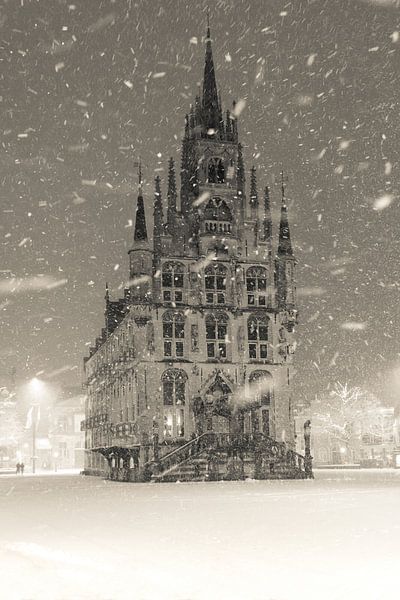 City Hall Gouda in the snow by Remco-Daniël Gielen Photography