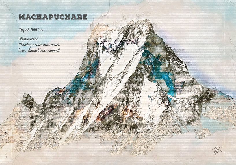 Machapuchare, Nepal van Theodor Decker