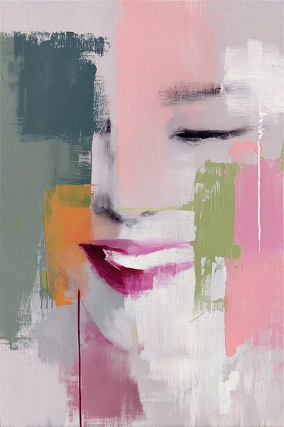 Abstract Portrait - Pink and Green Elegant and Dreamy by Joriali Abstract