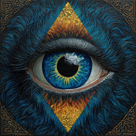 Œil bleu dans un triangle doré