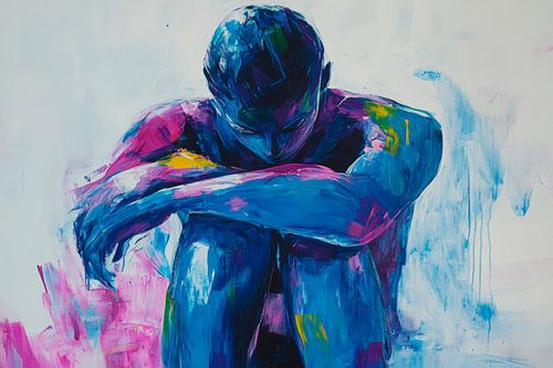 Homme bleu en deuil - Expressif