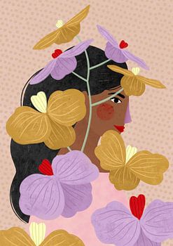 Versteckt hinter gelb-violetten Blumen