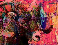 Aries in colourful mixed media style