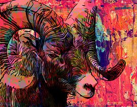 Aries in colourful mixed media style by The Art Kroep