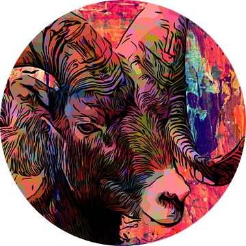 Ram in kleurrijke mixed media stijl van The Art Kroep