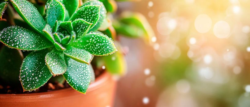 Succulent succulent with water droplets by Poster Art Shop