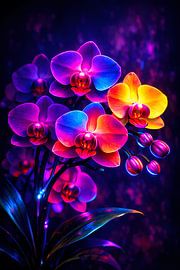 Des orchidées néon dans un jeu de couleurs éclatantes sur ButterflyPix