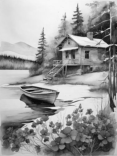 Noir et blanc d'une maison