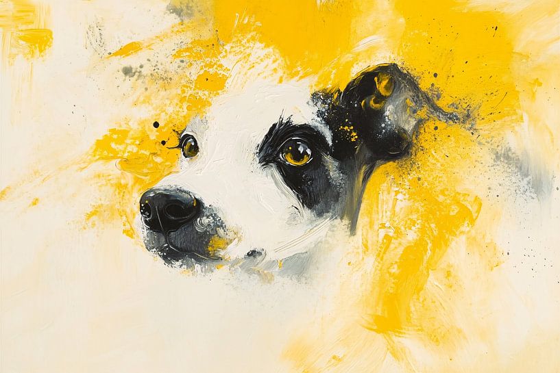 Abstracte hond aquarel schilderij van Art & Soul Creations