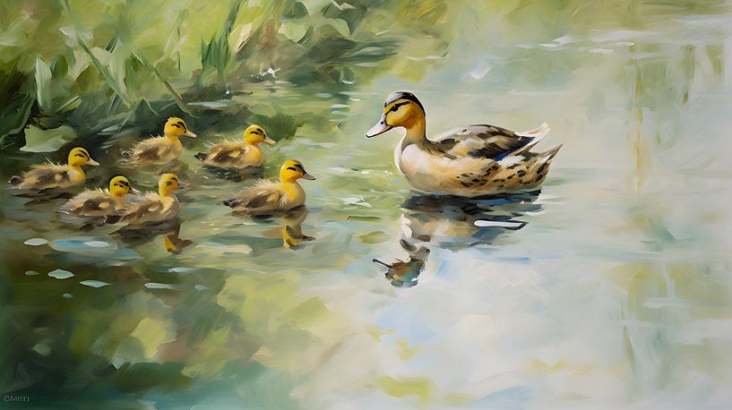 Duckling with her chicks by FJB