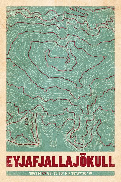 Eyjafjallajökull | Topographic Map (Retro) by ViaMapia