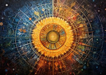 Gouden Cirkel | Mandala Kunstwerk van Abstract Schilderij