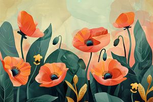 Verspielte Mohnblumen