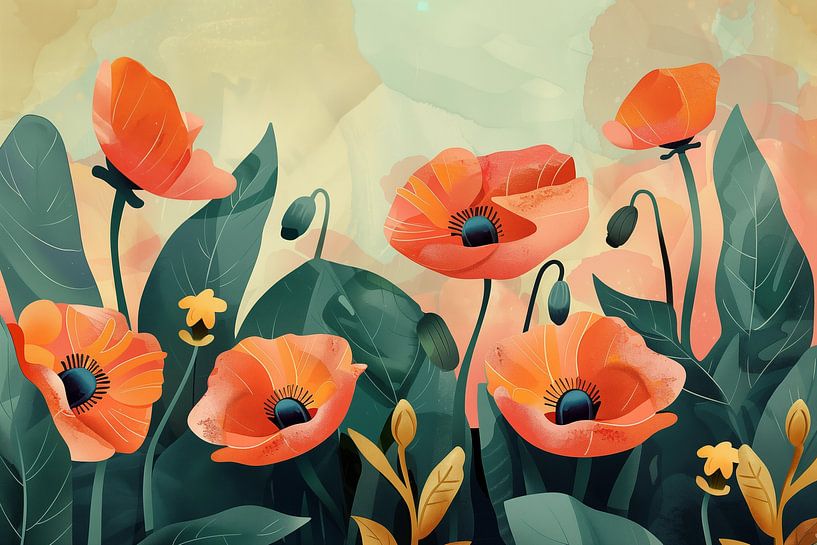 Verspielte Mohnblumen von Schwarzer Kaffee
