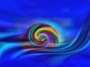 Lebensfluß in Blau - leuchtende Spirale