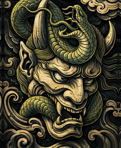 Oni, le gardien du dragon – Art mythologique traditionnel japonais