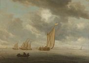 Segelschiffe auf breiten Binnengewässern, Salomon van Ruysdael, 1630 - 1670 von Marieke de Koning Miniaturansicht