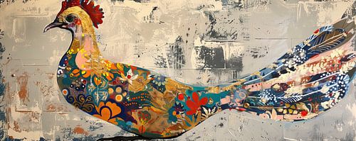 Peinture d'un coq coloré