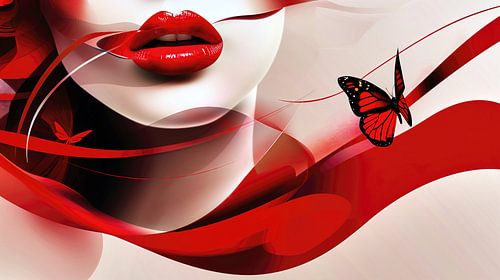 Lèvres rouges et papillons