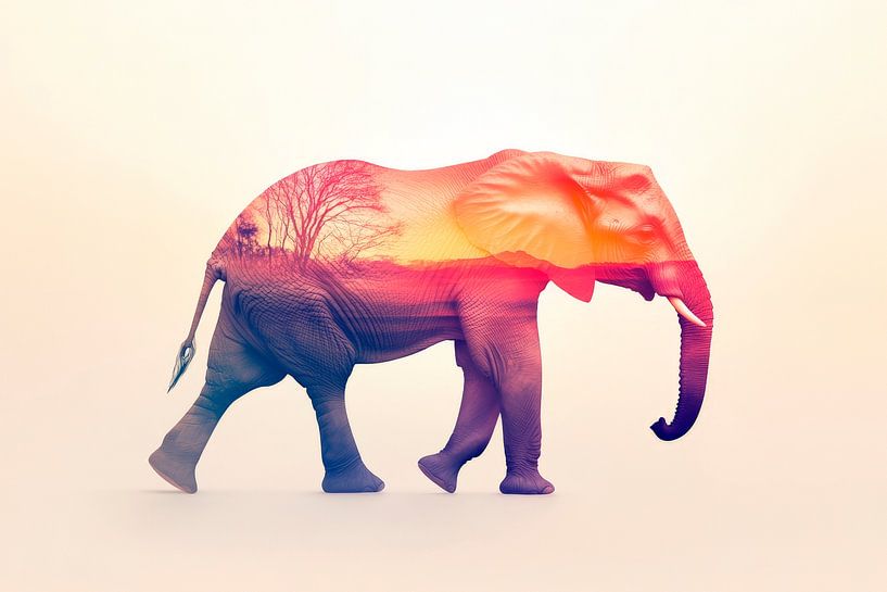 Kleurrijke olifant van Poster Art Shop