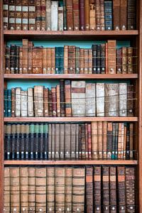 Bibliothèque avec des livres anciens. sur Roman Robroek - Photos de bâtiments abandonnés