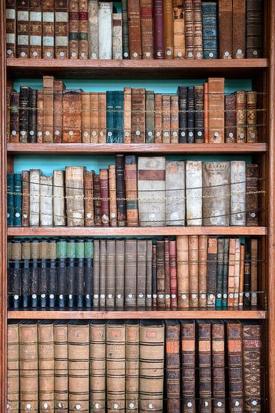 Bücherschrank mit alten Büchern. von Roman Robroek – Fotos verlassener Gebäude