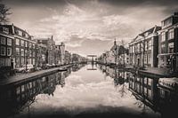 Leiden ochtend, zwartwit
