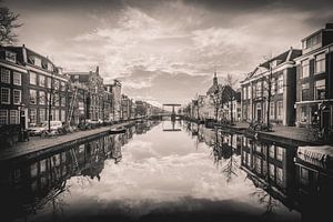 Leiden ochtend, zwartwit