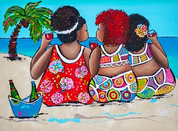 Vrolijk chillen op het strand van Happy Paintings