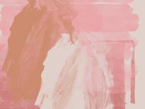 Formes abstraites en blanc, ocre doux et rose