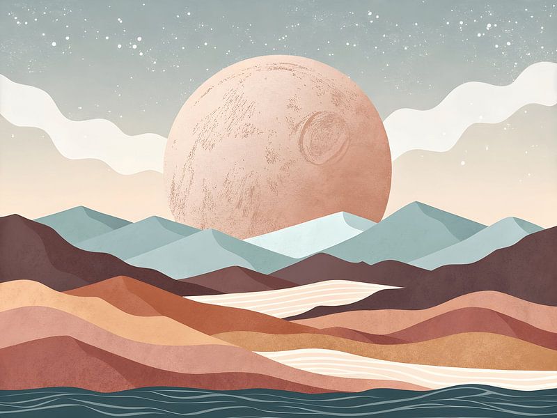 Lever de lune dans le désert par Artistic