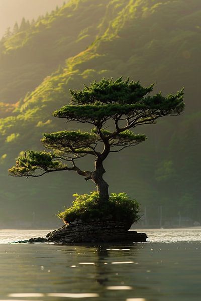 Boom in het meer van fernlichtsicht