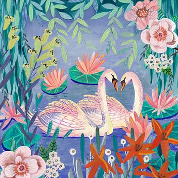 Swans in the lake by Caroline Bonne Müller
