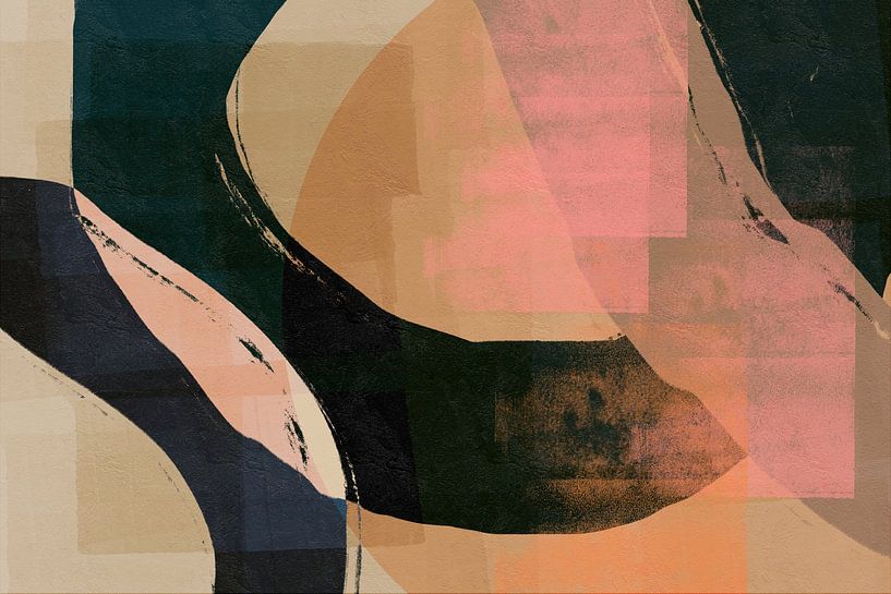 Abstract art in terra, black, pink. by Dina Dankers