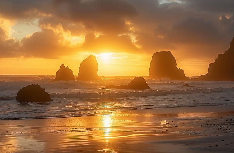 Küste unter goldener Sonne von fernlichtsicht