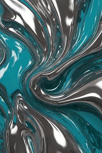 Dynamische turquoise zilveren abstracte werveling