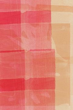 Japandi abstracte vormen in roze en licht terracotta van Abstract Minimalist Art
